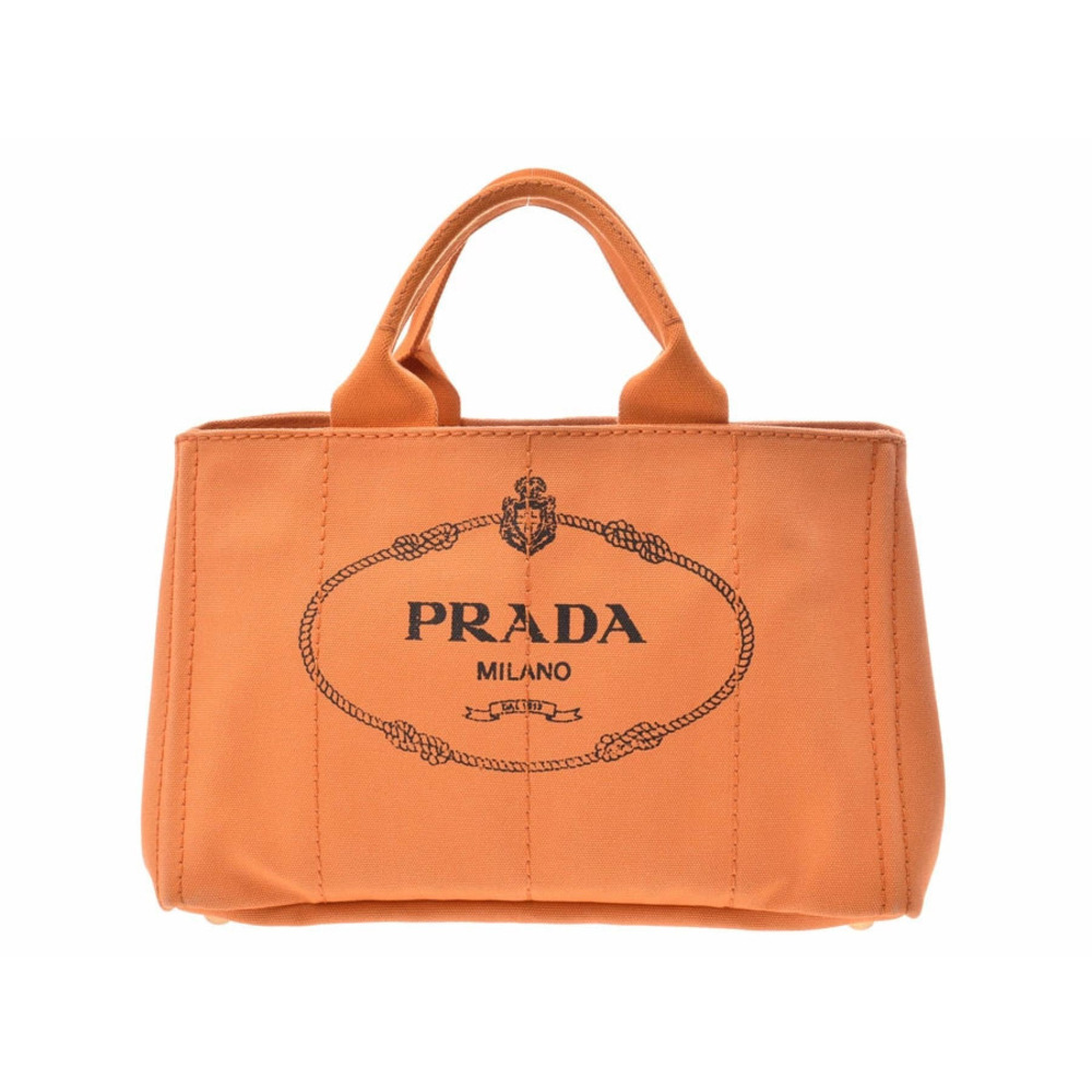 Prada Canapa Orange Canvas Handbag Strap Card